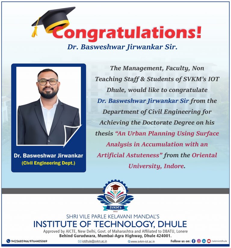 Faculty Achievements - SVKM's-IOT, Dhule